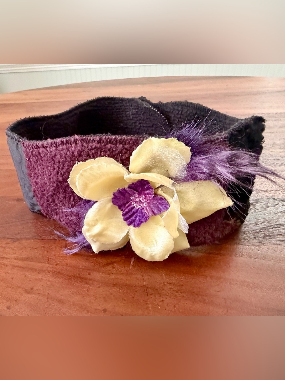 Vintage Lee Anderson head wrap / ear warmer wearable art mixed media whimsy EUC